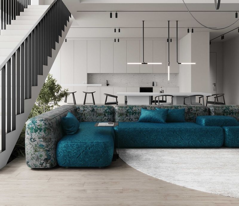 Couch Stofftapeziererei - blau